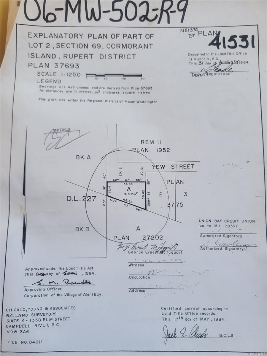 Lot for sale in Alert Bay, Lot a Yew St, 1012325 | Realtylink.org