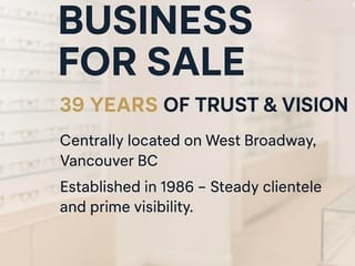 Business for sale in Vancouver, Vancouver West, Confidential address, 224977888 | Realtylink.org
