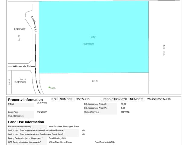 Lot for sale in Prince George, PG Rural East, Lot 21 Cranberry Road, 263043766 | Realtylink.org