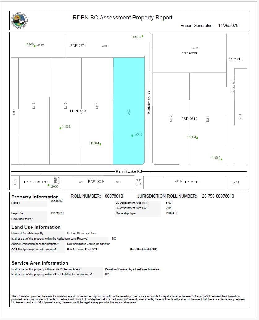Lot for sale in Fort St. James, Fort St. James, Lot 3 Pinchi Lake Road, 263092591 | Realtylink.org