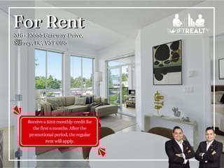 Apartment for rent in Surrey, North Surrey, 316 13555 Gateway Drive, 263112277 | Realtylink.org