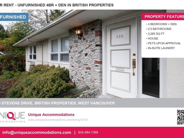 House for rent in West Vancouver, West Vancouver, 555 Stevens Drive, 263172741 | Realtylink.org