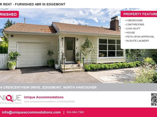 House for rent in North Vancouver, North Vancouver, 2784 Crescentview Drive, 263172768 | Realtylink.org
